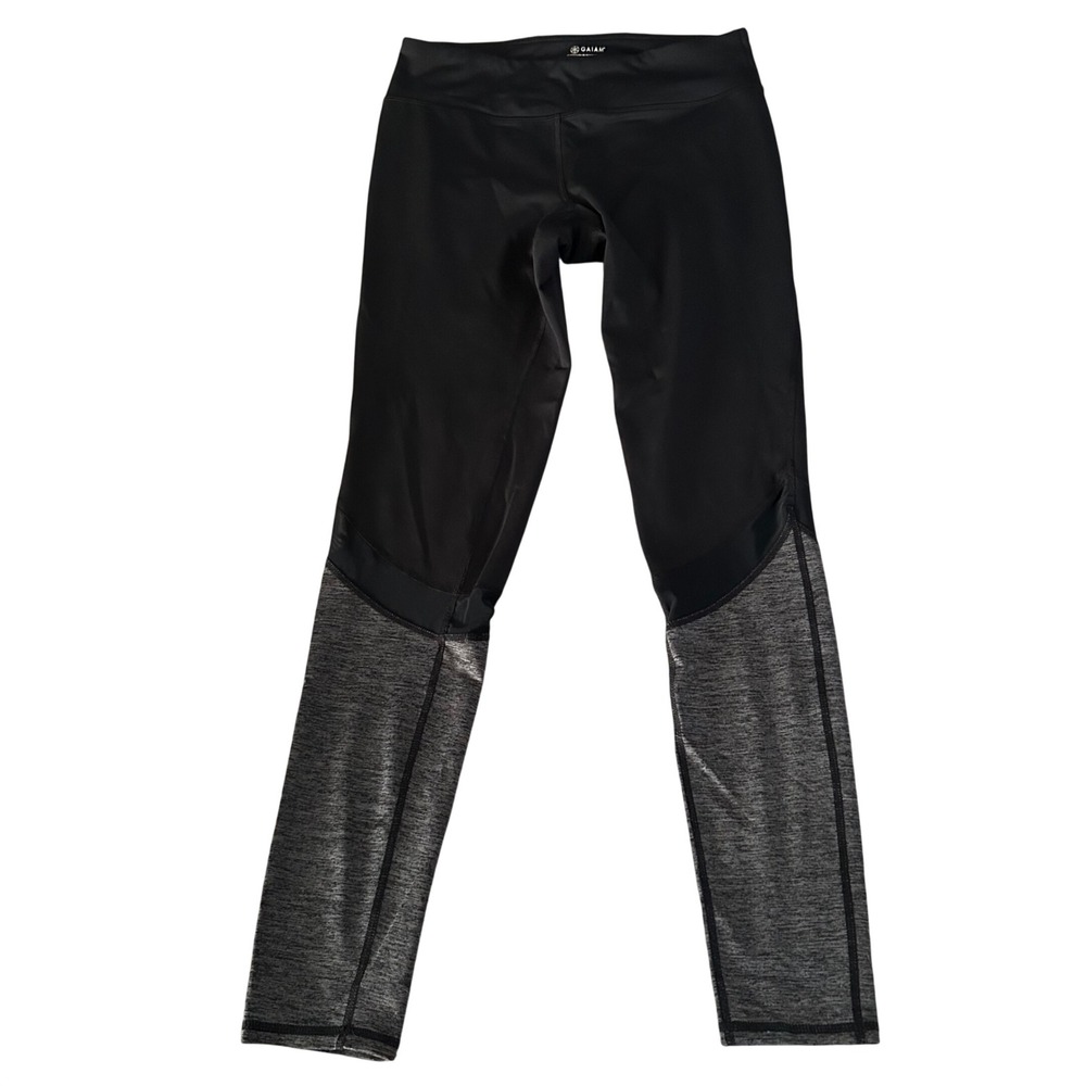 GAIAM Ankle Leggings Womens Size Medium Black Gray Stretchy Pants